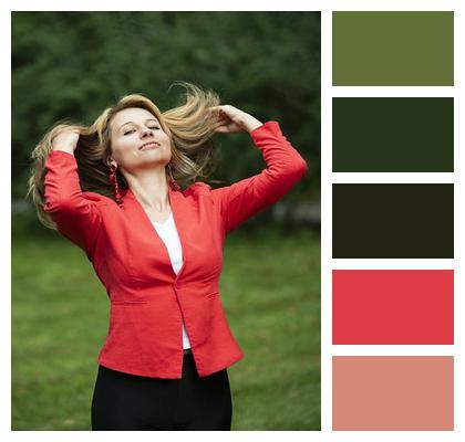Model Red Jacket Woman Image